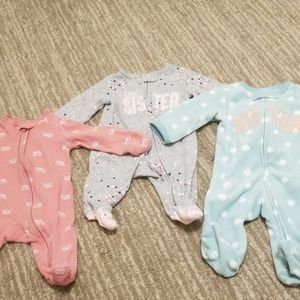 Little Sister Newborn Zipper Pajamas (Carter's)